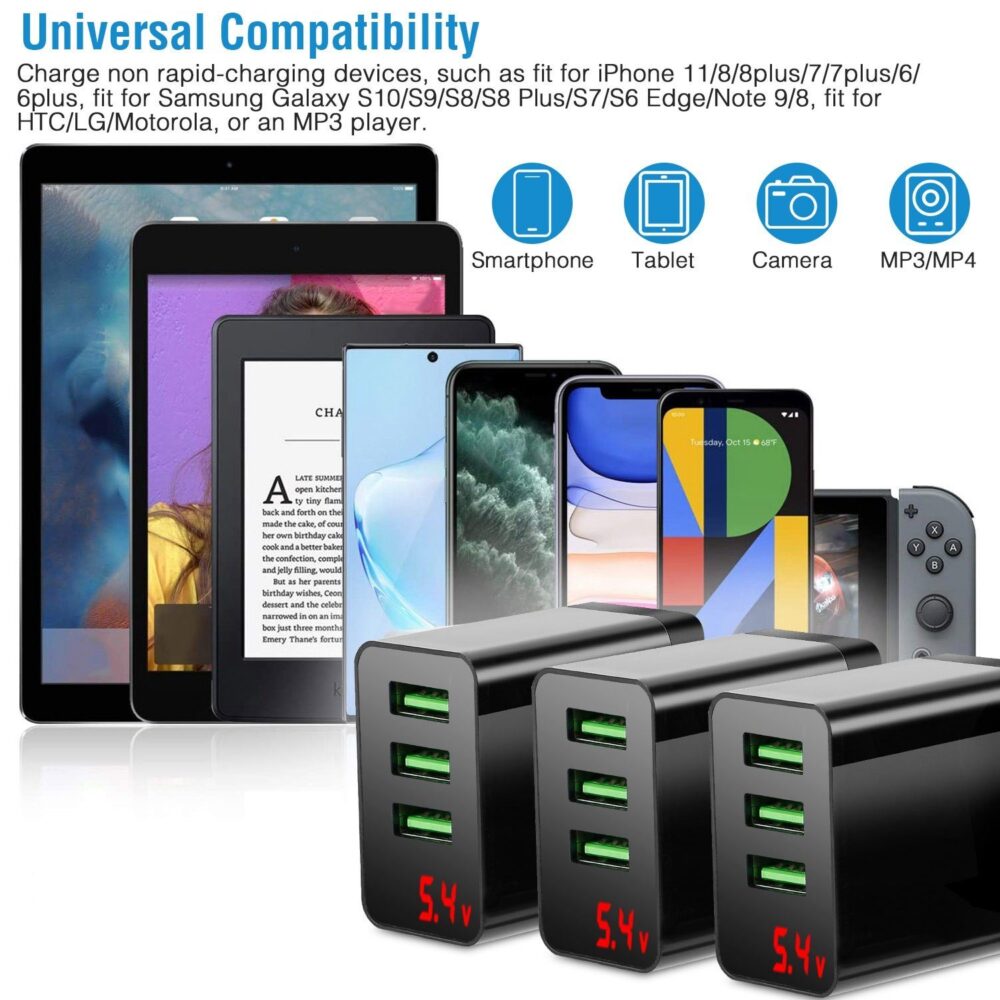 3-Pack: 3-Port USB Wall Charger - Image 10